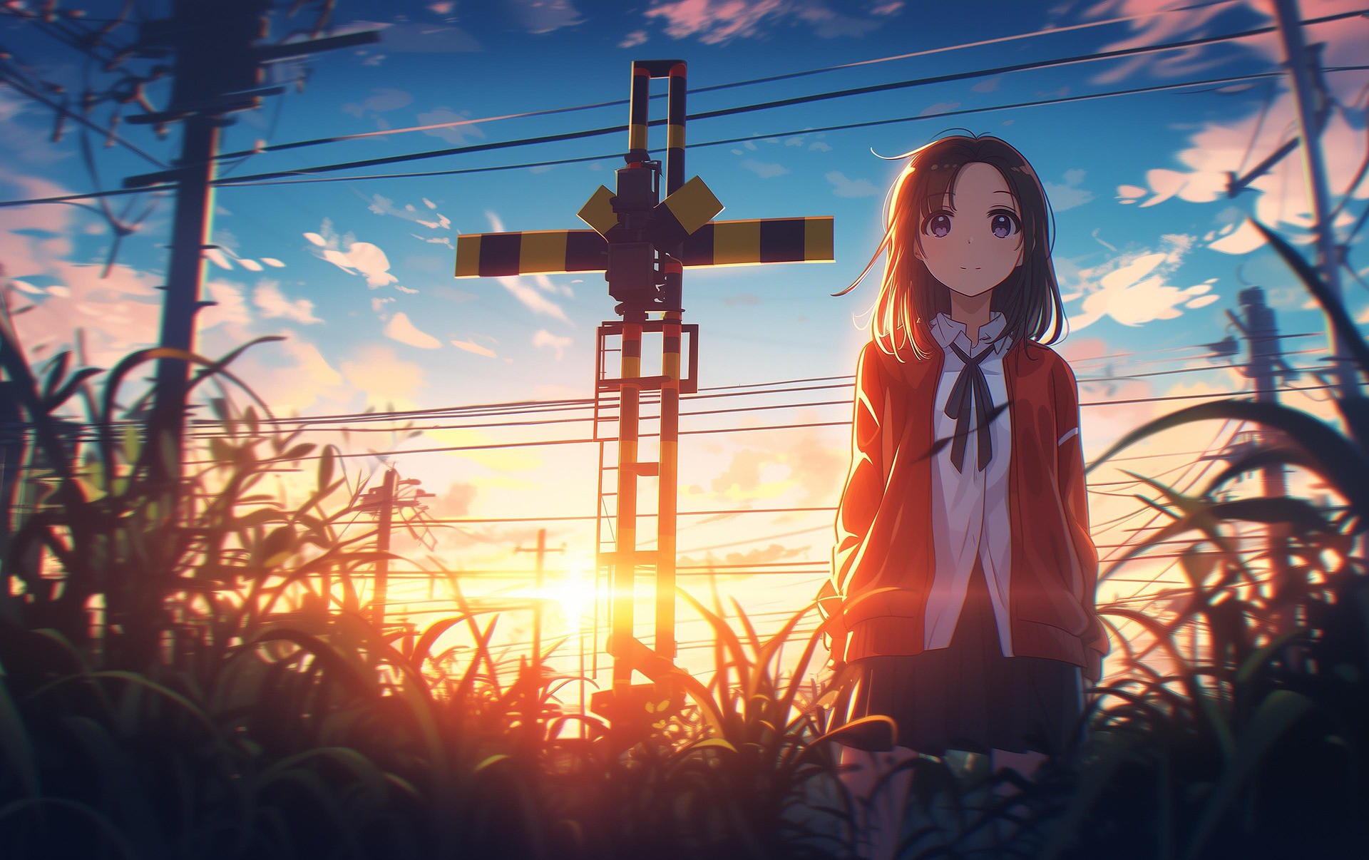 夕阳下的女孩